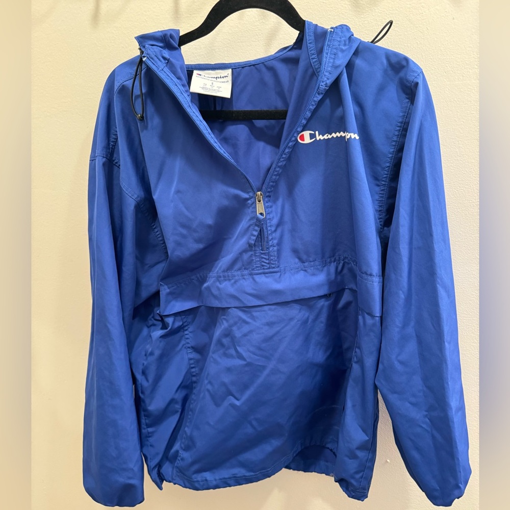 Champion blue wind breaker hoodie